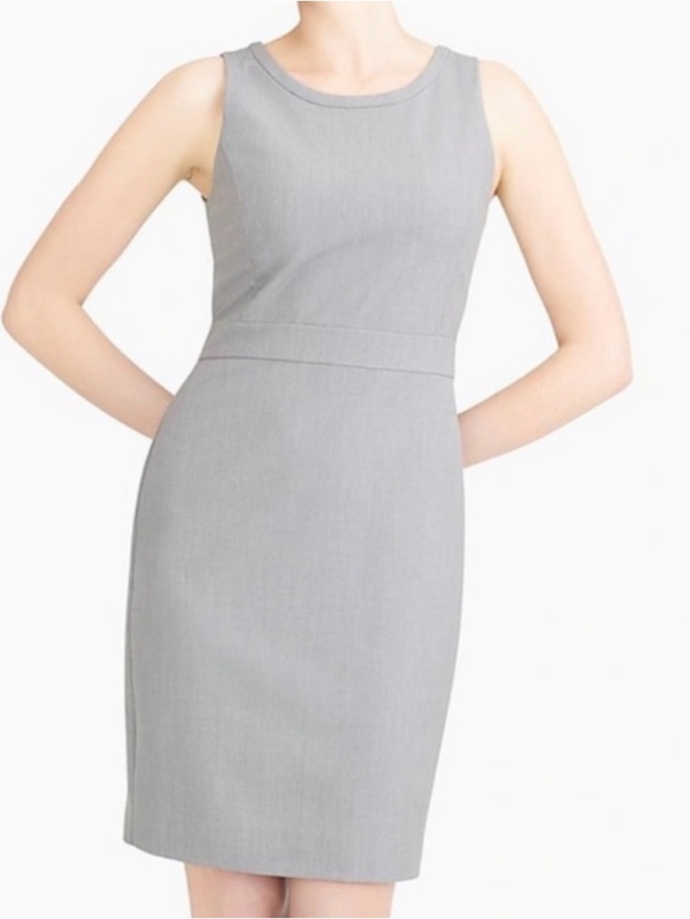 J. Crew Light Gray Sleeveless Midi Sheath Dress